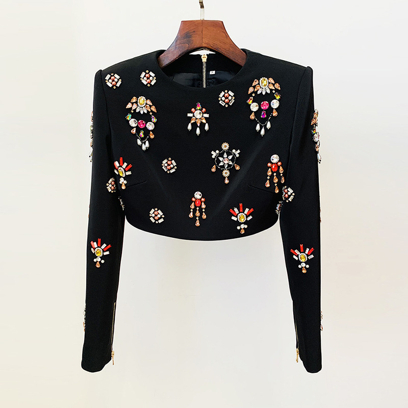 Fashionable Beaded Short Jacket And Skirt Set - Image 4