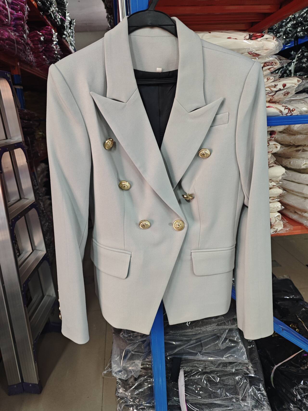 Double-Breasted Blazer With Metal Lion Head Button - Image 15