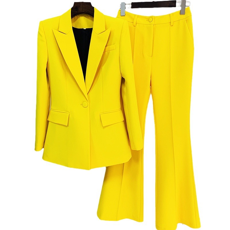 Elegant Blazer And Flared Pants Set Casual Two-Piece Suit - Image 5