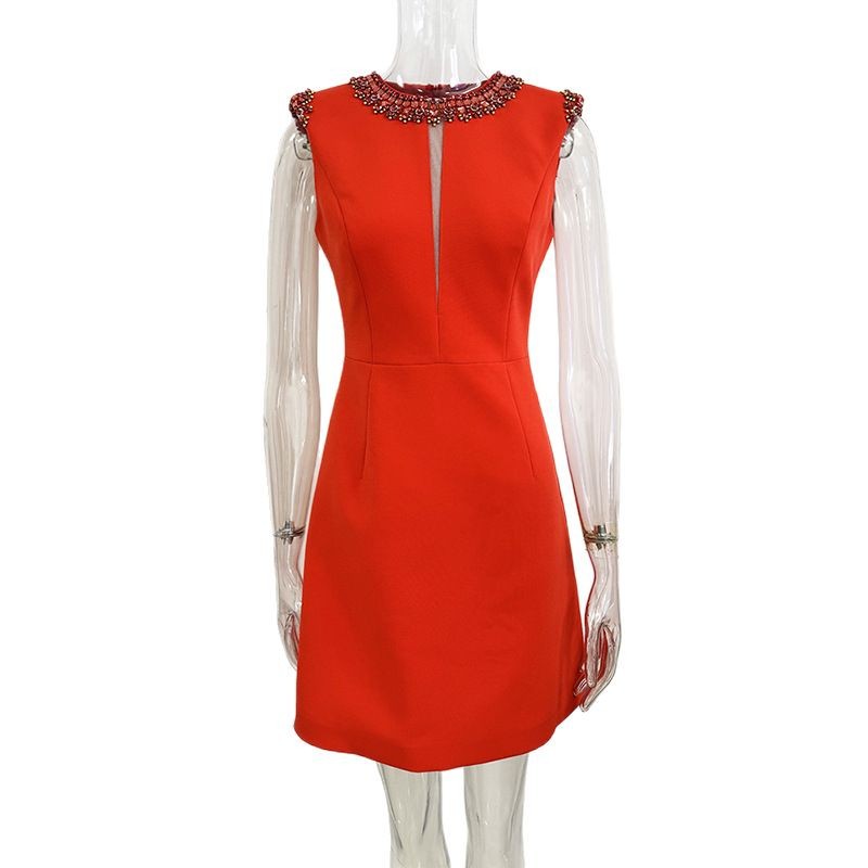 Fashionable Red Beaded Sequin Dress For Women - Image 5