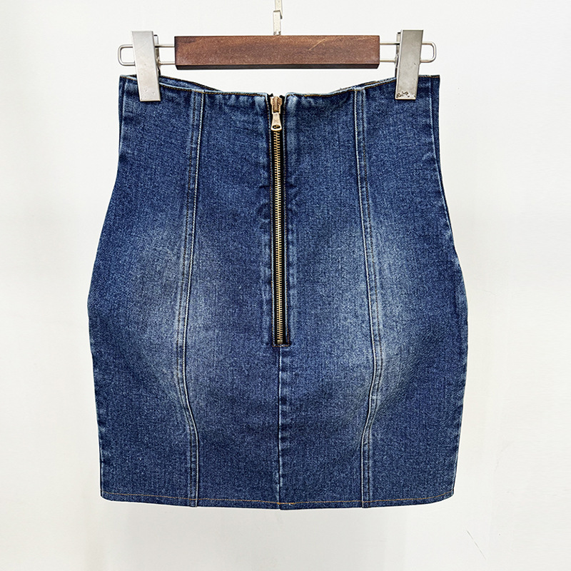 Trendy Tailored Double-Breasted Denim Blazer - Image 4