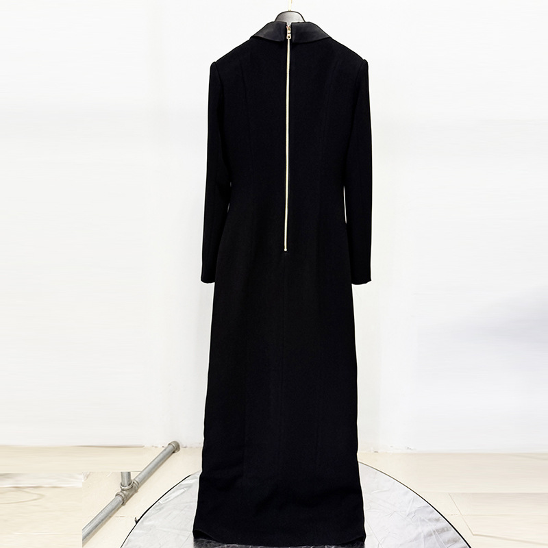 Deep V Neck Blazer Style Open Back Crisscross Maxi Dress - Image 4