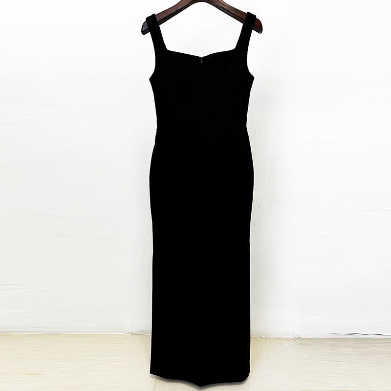 Elegant Black Long Maxi Dress With Beaded Embellishments - Image 3