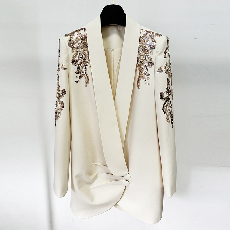 Fashionable Elegant Beaded Mini Dress With Mandarin Collar - Image 2