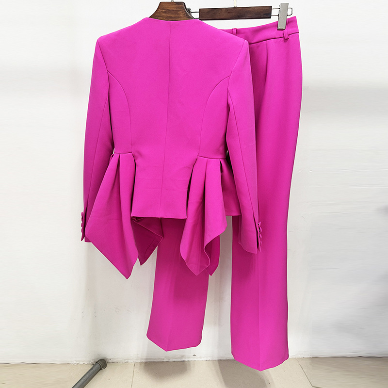 Designer Ruffled Top & Flared Pants Set - Elegant Casual Wear - Image 4