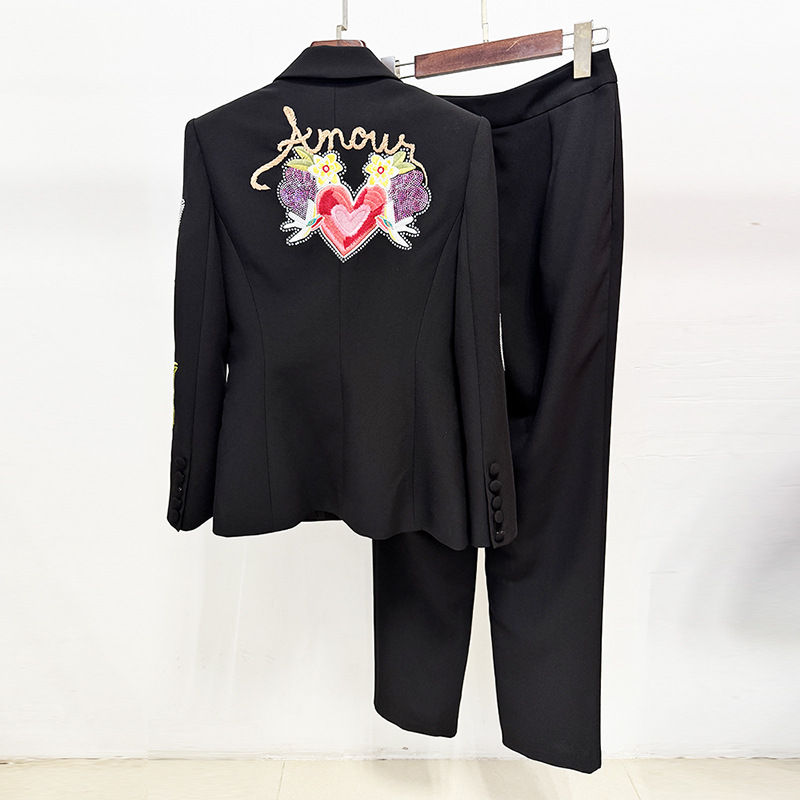 Fashion Beaded Embellished Blazer And Trousers Set - Image 4