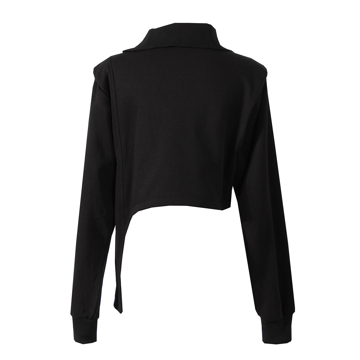 High Neck Cropped Sweatshirt With Asymmetric Hem - Image 2