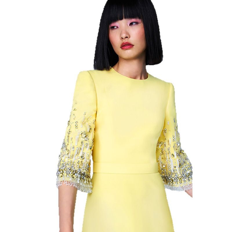 Embroidered Beaded Midi Dress Elegant Party Attire - Image 5