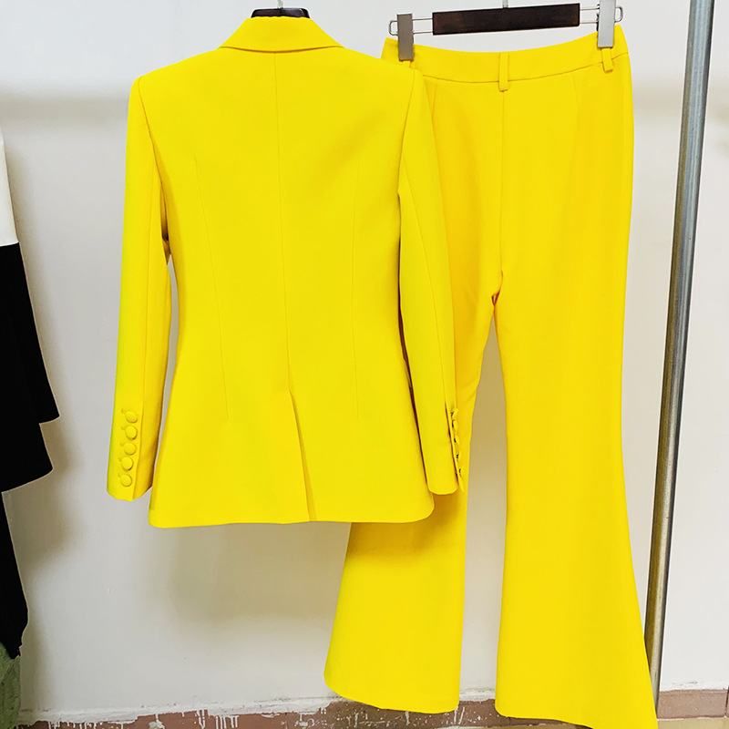 Elegant Blazer And Flared Pants Set Casual Two-Piece Suit - Image 3